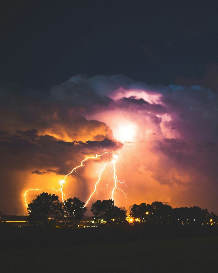 Storm clouds produce lightning.